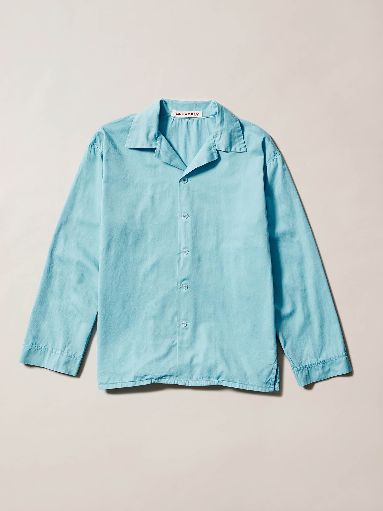 100% cotton pyjamas, soft long sleeve shirt, long sleeve pyjama shirt, blue lounge shirt