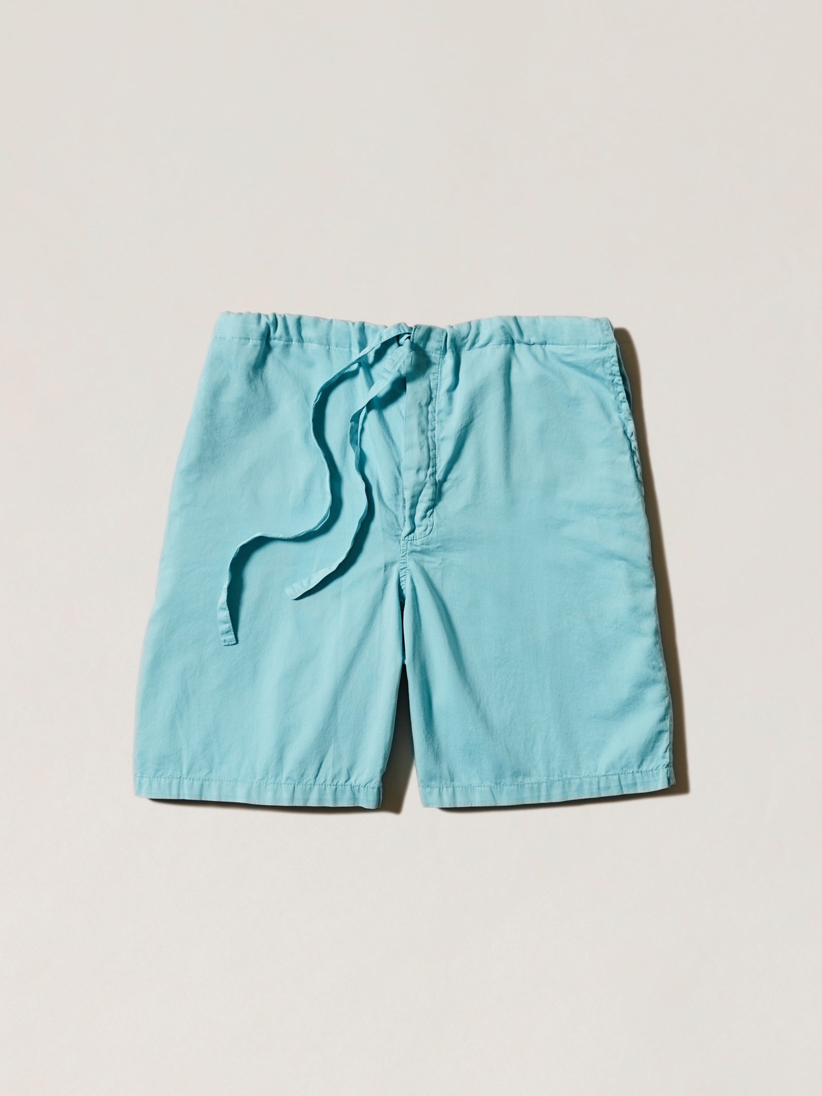 100% cotton pyjama shorts, blue drawstring waist lounge shorts