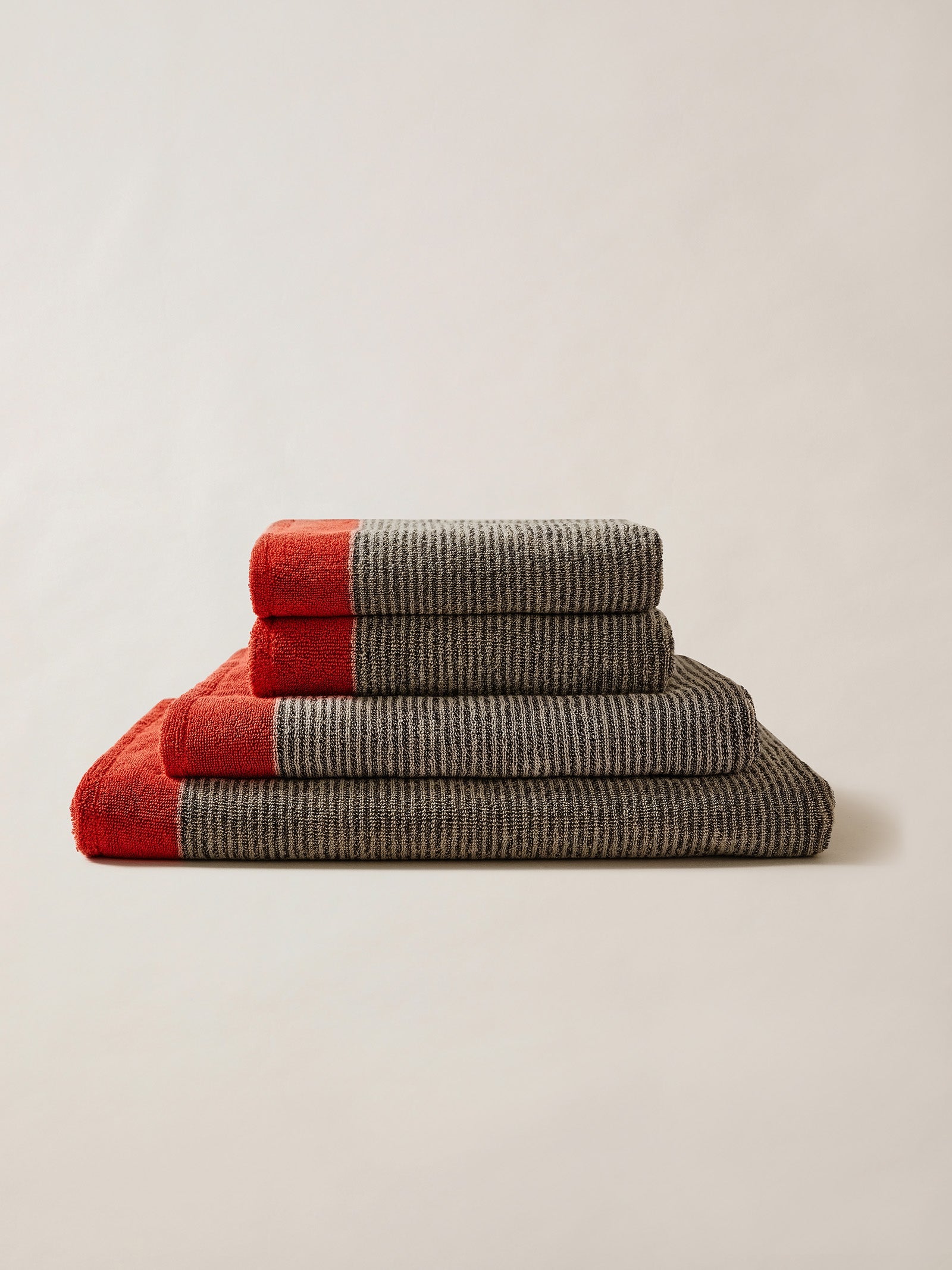 Large Towel - Smoke and Terra Red